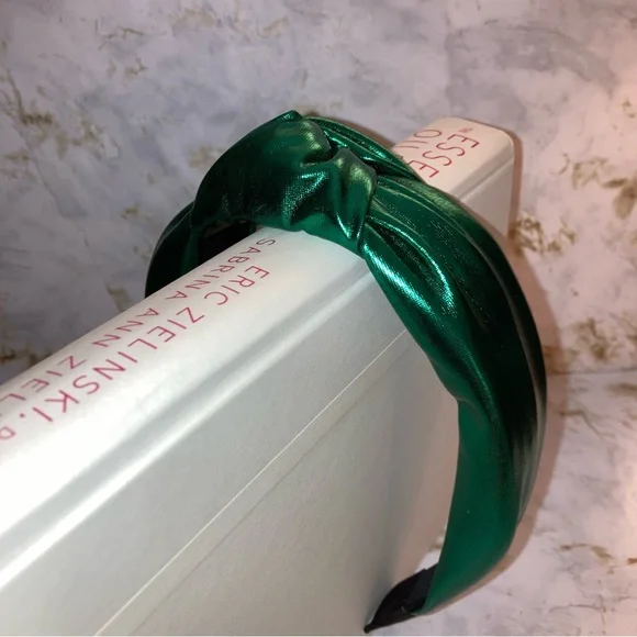 Emerald Green Metallic Top Knot Knotted Boho Festival Formal Cocktail Headband - Picture 10 of 17